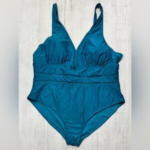 BOGO Plus Size Sexy V Neck Backless Bathing Suit Mesh Sheer Tummy Control 4x